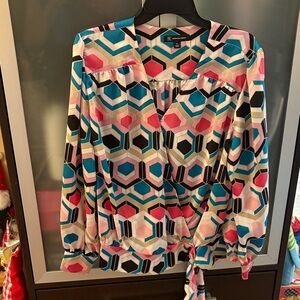 INC International Concepts Multicolor Geometric Blouse